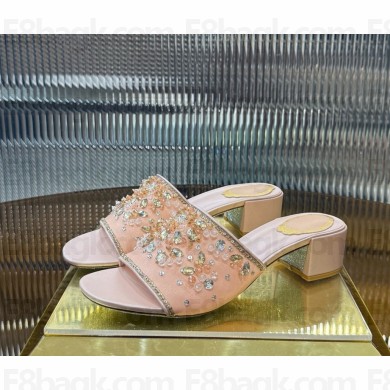 Rene Caovilla Cinderella Nude Slider Sandal Nude heel 4.5cm 2025