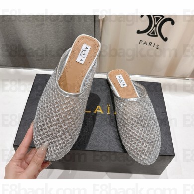 Alaïa knit ballerina mules silver 2025