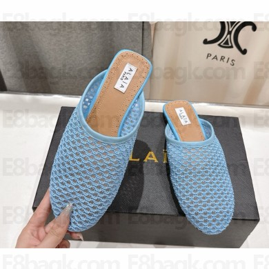 Alaïa knit ballerina mules blue 2025