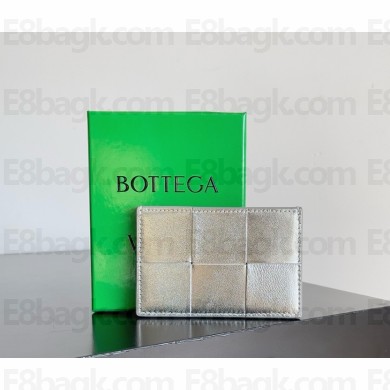 Bottega Veneta Leather Cassette Card Holder silver 2025 