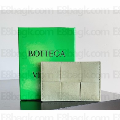 Bottega Veneta Leather Cassette Card Holder light green 2025 