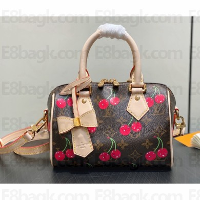 LV x TM Speedy Bandoulière 20 M13094 Monogram cherry coated canvas Cowhide-leather trim 2025