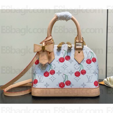LV x TM Alma BB M14234 Monogram cherry coated canvas Cowhide-leather trim 2025