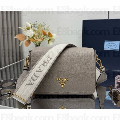 Prada Leather shoulder Bag 1BD314 grey / gold 2025