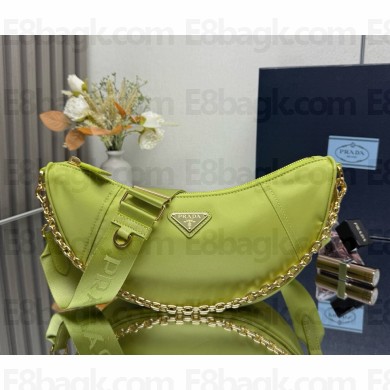 Prada Demi-lune Re-Nylon shoulder bag 1BH222 Ivy Green 2025