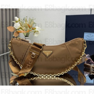 Prada Demi-lune Re-Nylon shoulder bag 1BH222 Brandy 2025