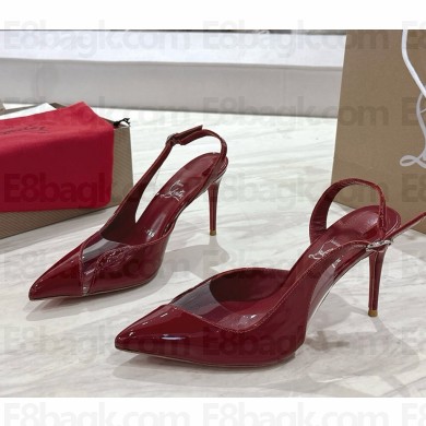 Christian Louboutin heel 8.5cm / 10cm slingback pumps patent leather and PVC burgundy 2025