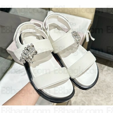 Jimmy Choo Verity Sandal Flat Latte Leather Crystal Flat Sandals latte/crystal 2025