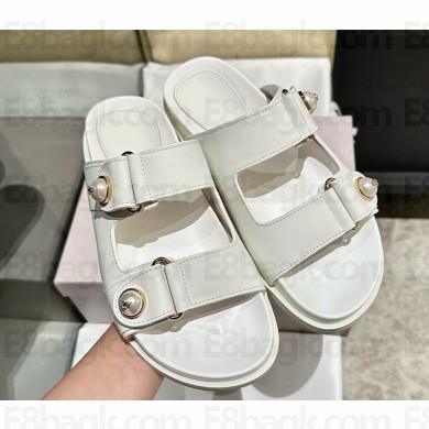 Jimmy Choo Fayence Sandal Latte Leather Flat Sandals with Pearl Embellishment latte 2025