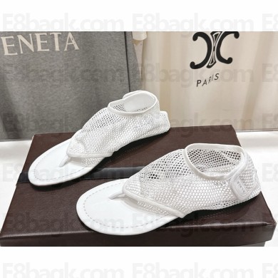 Alaïa THONG SANDALS IN FISHNET OPTIC WHITE 2025