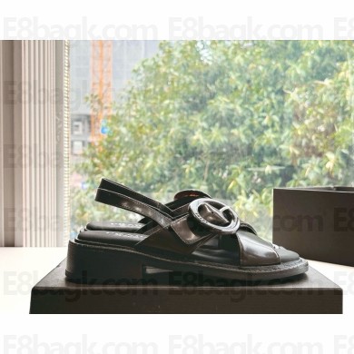 PRADA black Brushed leather sandals with buckle 1X962N 2025