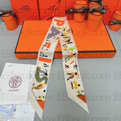 Hermes Twilly Silk Scarf 5x86cm 052109 2025