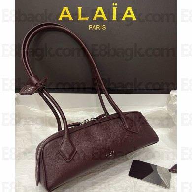 Alaïa LE TECKEL SMALL shoulder BAG IN LEATHER burgundy 2025