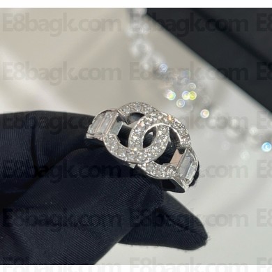 Chanel Ring Metal & Diamantés ABF782 Silver & Crystal 2025