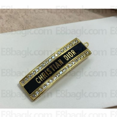 Dior Night Code Barrette Gold-Finish Metal, White Crystals and Black Lacquer 2025 