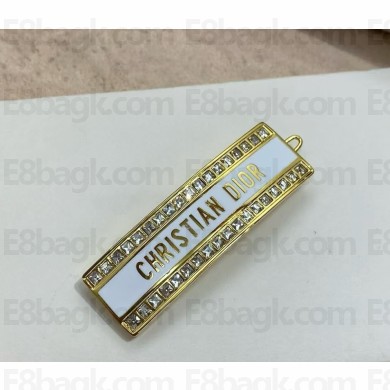 Dior Night Code Barrette Gold-Finish Metal, White Crystals and Latte Lacquer 2025