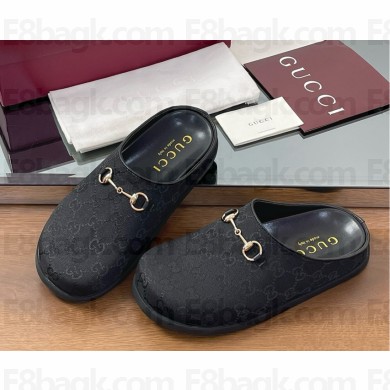 Gucci Women's mule with Horsebit 837130 black GG canvas 2025 