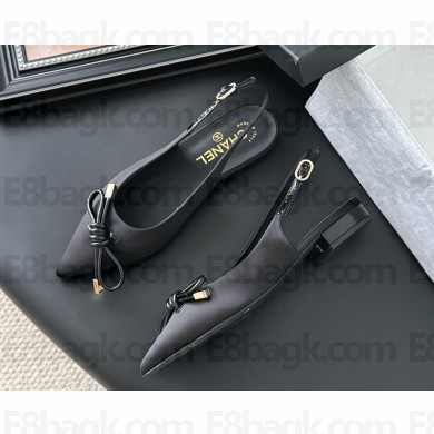 Chanel mary janes satin pointed black 2025