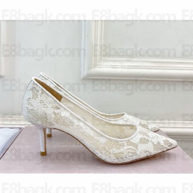 JIMMY CHOO heel 6.5cm / 8.5cm pumps lace white 2025