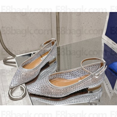 Aquazzura Ballerina mesh with crystal silver 2025
