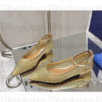 Aquazzura Ballerina mesh with crystal gold 2025