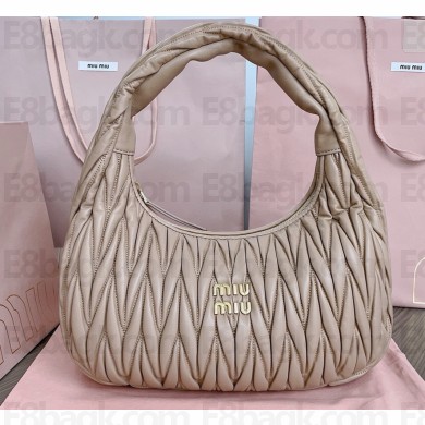 MIU MIU Wander Matelasse Nappa Leather Hobo Bag 5BC108 Powder Pink 2025