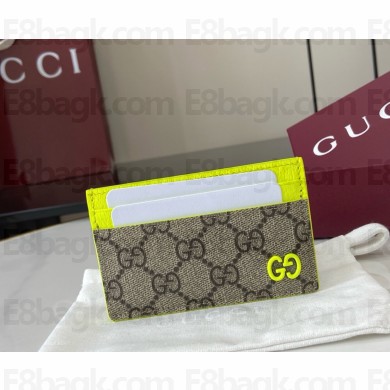 Gucci Bi-color GG card case 768248 Beige and dark brown GG Supreme 2025