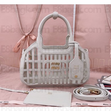 MIU MIU Leather basket 5BA294 Chalk White 2025
