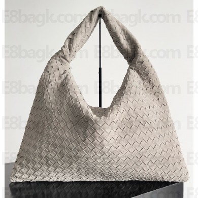 Bottega Veneta Large Hop Shoulder bag with Intrecciato craftsmanship in smooth suede Ecru 2025