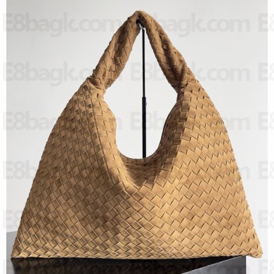 Bottega Veneta Large Hop Shoulder bag with Intrecciato craftsmanship in smooth suede brown 2025