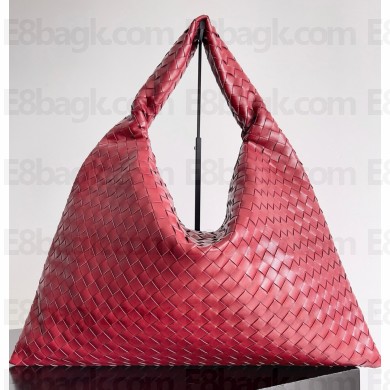 Bottega Veneta Large Hop Shoulder bag with Intrecciato craftsmanship in calf leather dark red 2025
