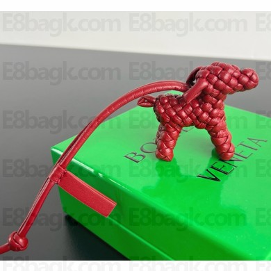 Bottega Veneta Dog Charm realised in Intreccio nappa leather burgundy 2025