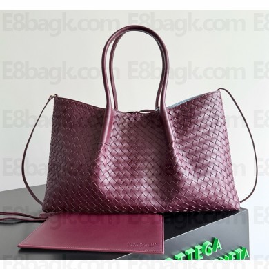 Bottega Veneta medium Pinacoteca Reversible tote bag in Intrecciato silky calf leather burgundy 2025