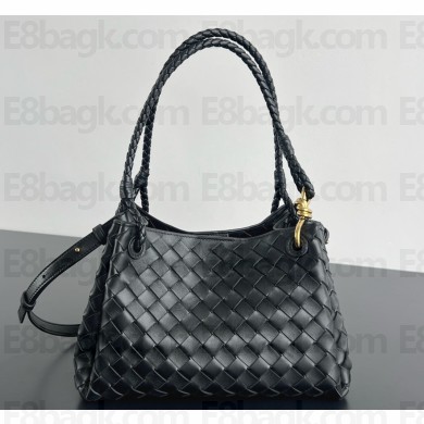 Bottega Veneta medium Parachute Shoulder bag in supple Intrecciato leather black 2025