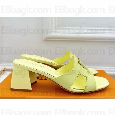 Louis Vuitton heel 5.5cm calf leather mule light green 2025
