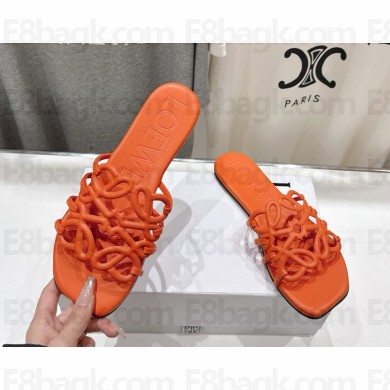 Loewe Petal Anagram slide in soft calfskin orange 2025