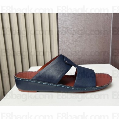 Loro Piana Heart Sandal Ox Leather Navy Blue 2025