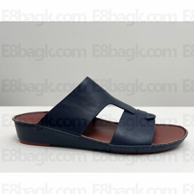 Loro Piana Buckle Sandal Ox Leather Navy Blue 2025