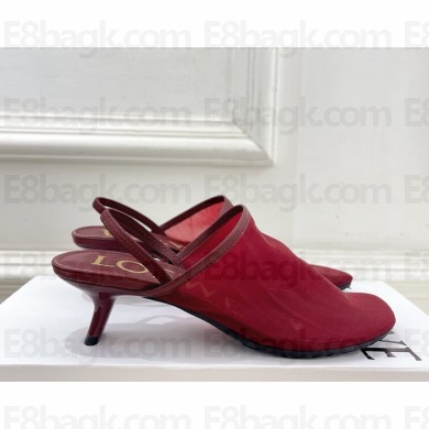 Loewe Petal slingback heel sandal in mesh burgundy heel 4.5cm 2025