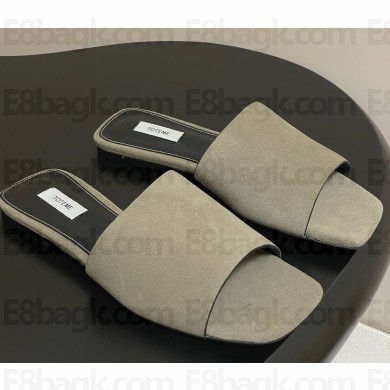 Toteme Velour-leather bandeau slides army green 2025