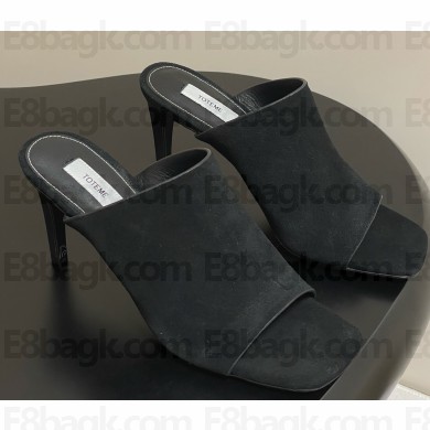 Toteme Velour-leather bandeau mules black heel 9cm 2025