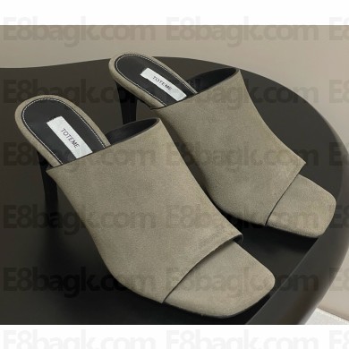 Toteme Velour-leather bandeau mules army green heel 9cm 2025