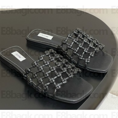 Toteme Braided-leather bandeau slides black 2025