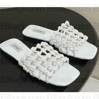 Toteme Braided-leather bandeau slides white 2025