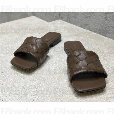 Bottega Veneta Parco Flat Mule sandal in soft Intrecciato leather Dark leather 2025
