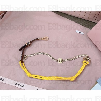MIU MIU Leather, cord and metal trick 5TL510 Cognac/yellow 2025