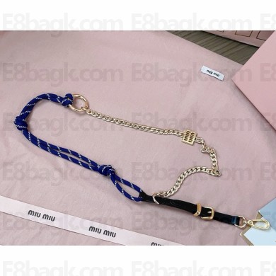 MIU MIU Leather, cord and metal trick 5TL510 Black/Baltic Blue 2025