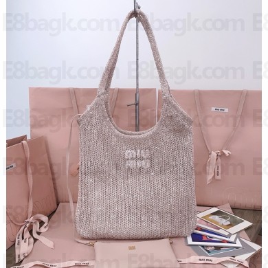 MIU MIU IVY sequin mesh bag 5BG231 Powder Pink 2025