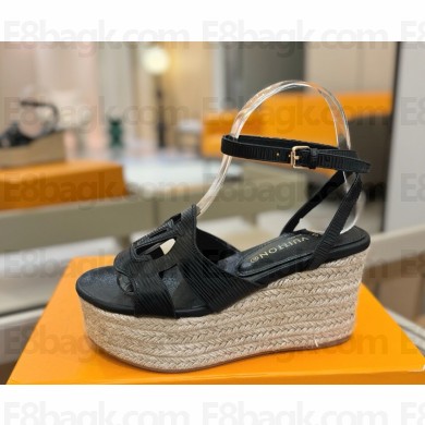 Louis Vuitton 1ACI6E LV Isola Wedge Sandal black Mini Epi calf leather heel 9cm platform 6cm 2025