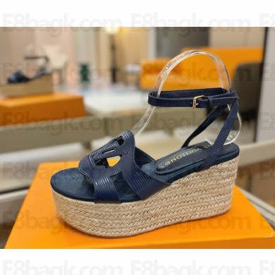 Louis Vuitton 1ACI5Y LV Isola Wedge Sandal blue Mini Epi calf leather heel 9cm platform 6cm 2025